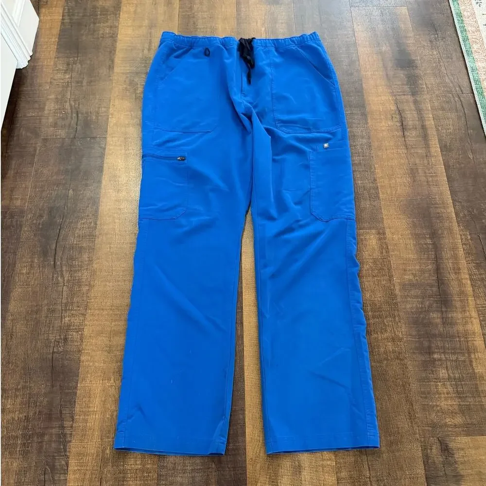 FIGS Cairo Cargo Scrub Pants Blue Technical Collection Zip Fly Size XXL